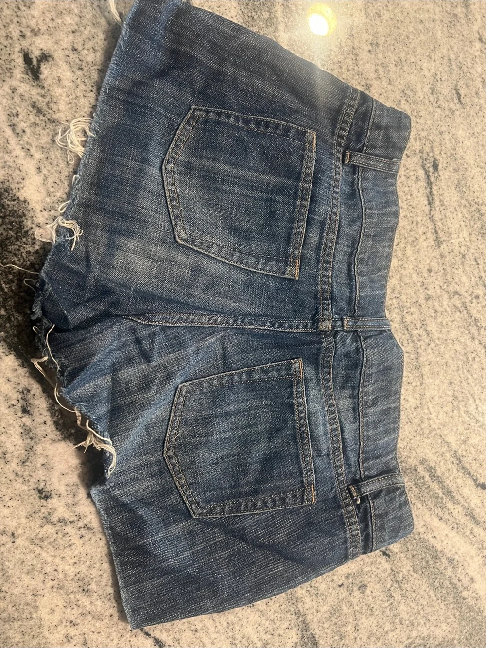 Forever 21 Distressed Frayed Hem Denim Shorts - Blue